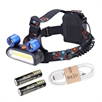 Linterna de Cabeza 150000LM Linterna Frontal Alta luz de inundación Brillante para Acampar- Pescar- Trotar- Caminar